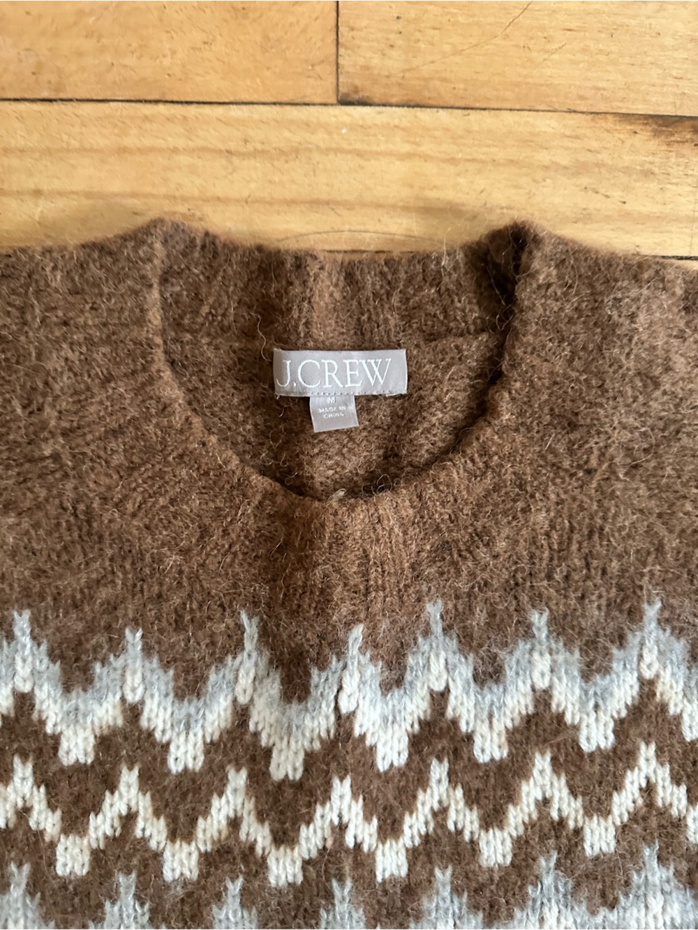 J. Crew Brown & Cream Fair Isle Crewneck Sweater - Picture 2 of 3